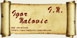 Igor Malović vizit kartica